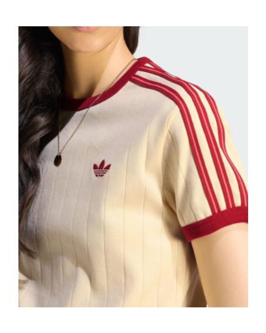 Adidas Originals Natural Pinstripe Short Sleeve Slim Tee