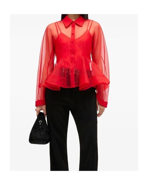 Ganni Red Peplum Shirt