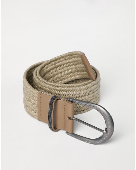 Brunello Cucinelli White Monili-Buckle Woven Belt