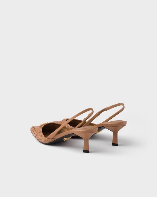 Prada Brown Woven Slingback Pumps