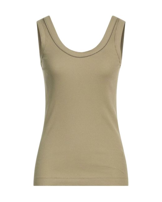 Brunello Cucinelli Green Solid-Color Sleeveless Stretch Top