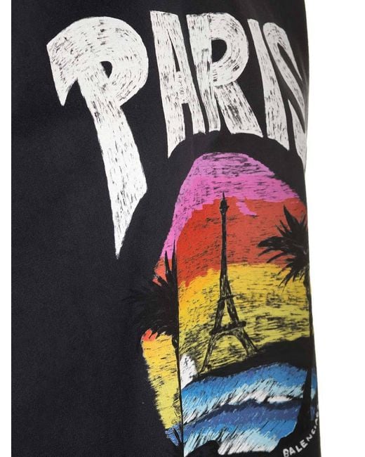 Balenciaga Black Paris Tropical Printed T-Shirt
