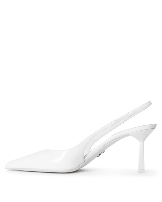 Prada White Shaped Slingbacks