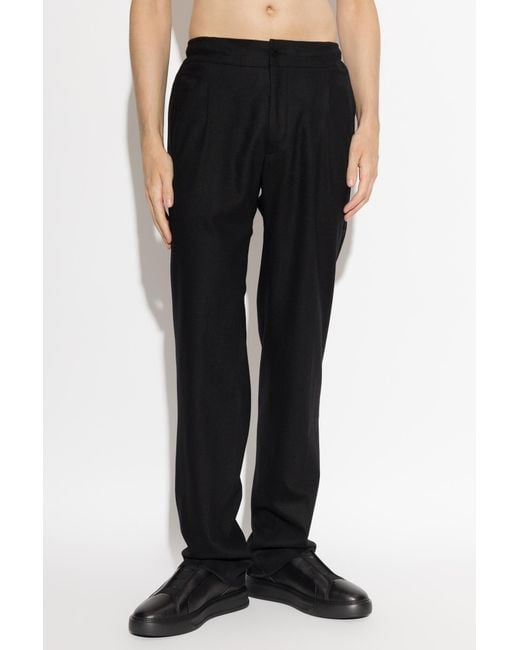 Kiton Black Pleated Casual Trousers for men