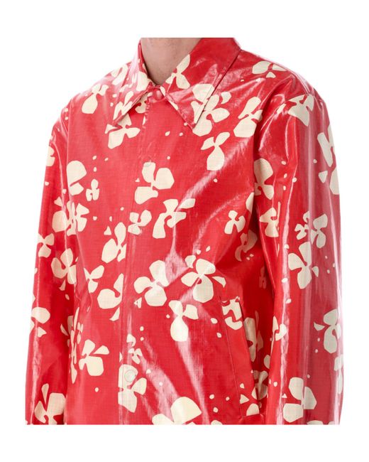 Dries Van Noten Red Floral Printed Jacket for men