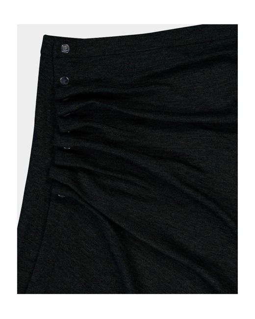 Rabanne Black Asymmetric Gathered Midi Skirt