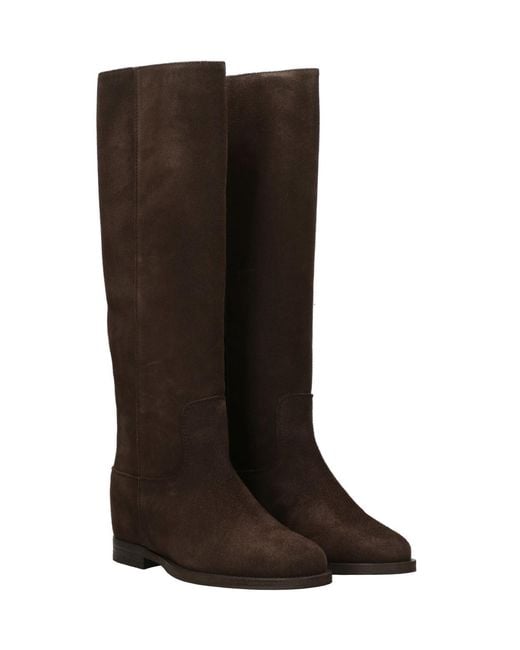 Via Roma 15 Brown Round-Toe Tall Boots