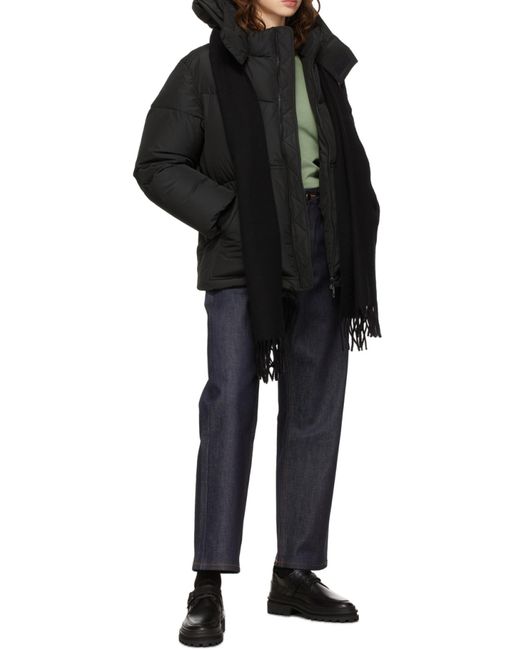 A.P.C. Black Logo-Embroidered Wool Scarf for men