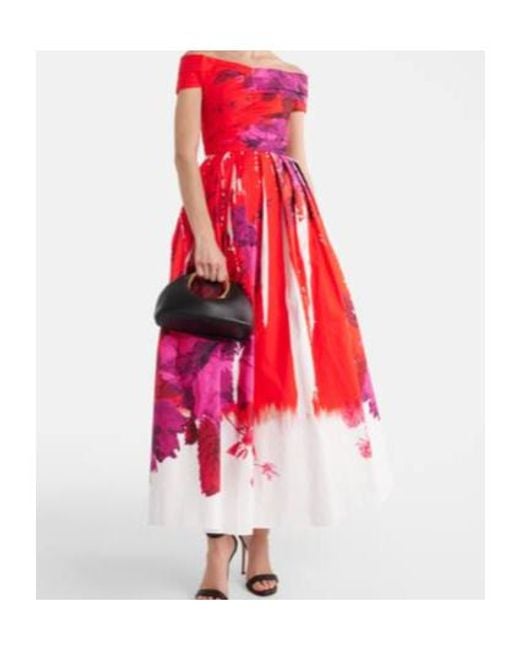 Erdem Red Off-The-Shoulder Maxi Dress