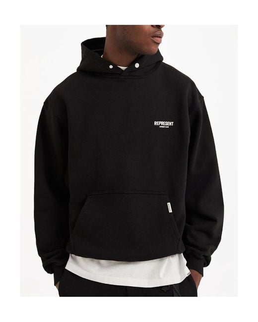 Represent Black Logo-Print Hoodie for men