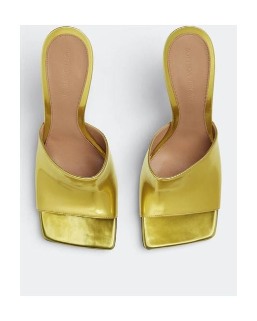 Bottega Veneta Yellow Stretch Open Toe Heeled Mules