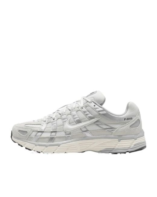 Nike White P 6000 Mesh Running Shoes for men
