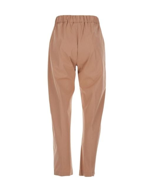 Semicouture Natural Elastic-Waist Straight-Leg Pants