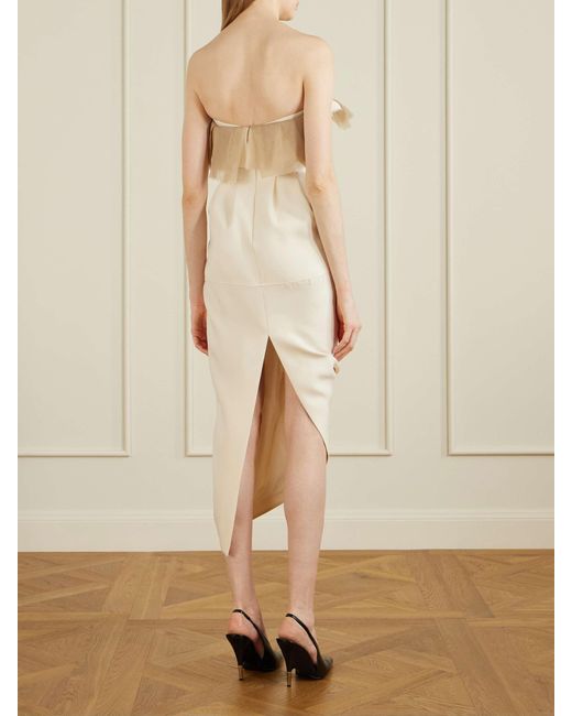 Khaite Natural Draped Strapless Dress
