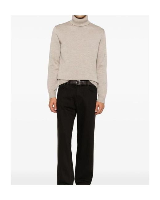 Zanone Brown Ribbed-Knit Roll-Neck Sweater for men