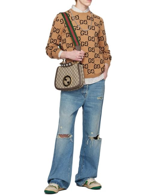 Gucci Natural Gg Jacquard Sweater for men