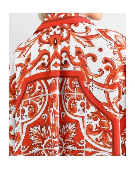Dolce & Gabbana Red Majolica-Printed Shirt