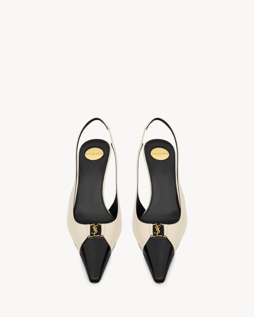 Saint Laurent Metallic Babylone Breteuil Slingback Pumps