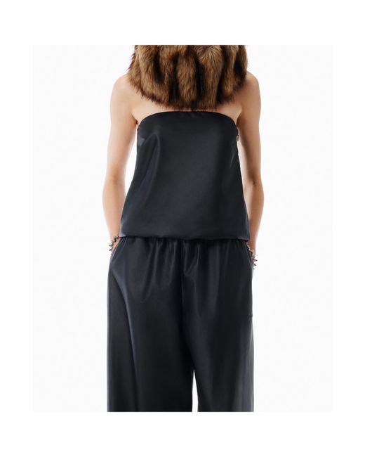 Alexander Wang Black Strapless Leather Bubble Top