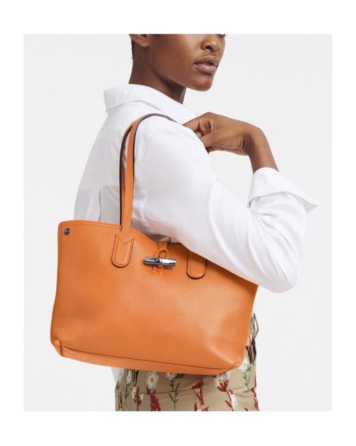 Longchamp Orange Double Handle And One Shoulder Bag