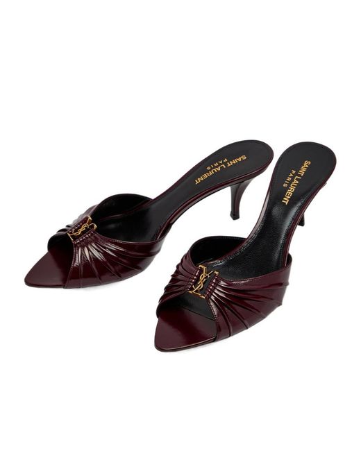Saint Laurent Brown Embossed Leather High Heels