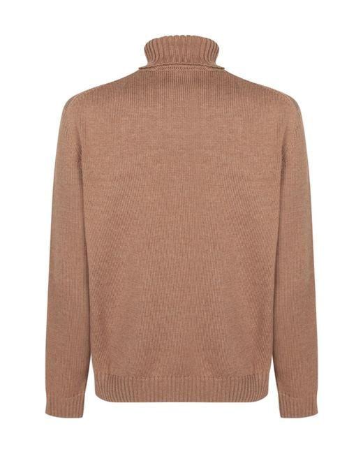 Incotex Brown Zanone High Neck Ribbed Jumper for men