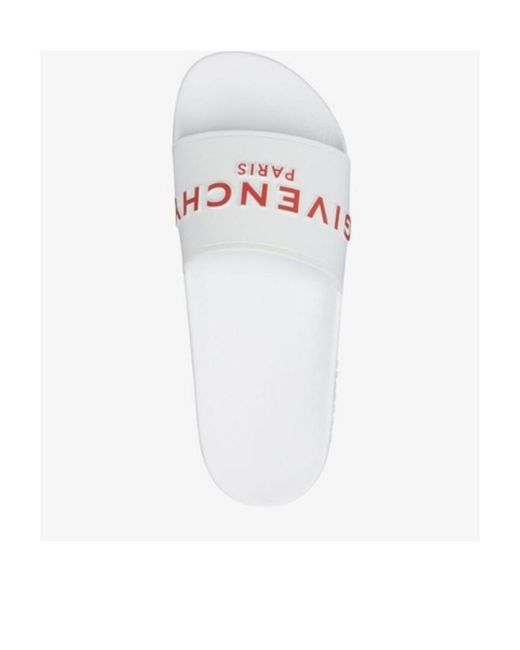 Givenchy White Logo-Embossed Slides