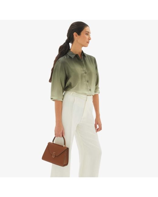 Valextra Brown Mini Iside Leather Tote Bag