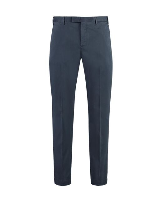 PT01 Blue Stretch Cotton Slacks for men