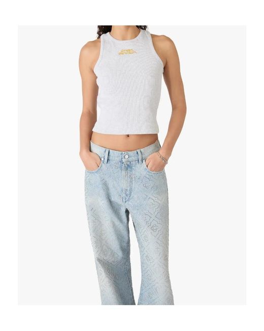 Casablanca White Logo Ribbed Tank Top