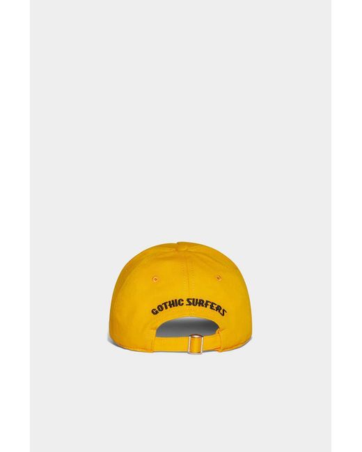 DSquared² Yellow Logo-Embroidered Distressed Baseball Cap for men