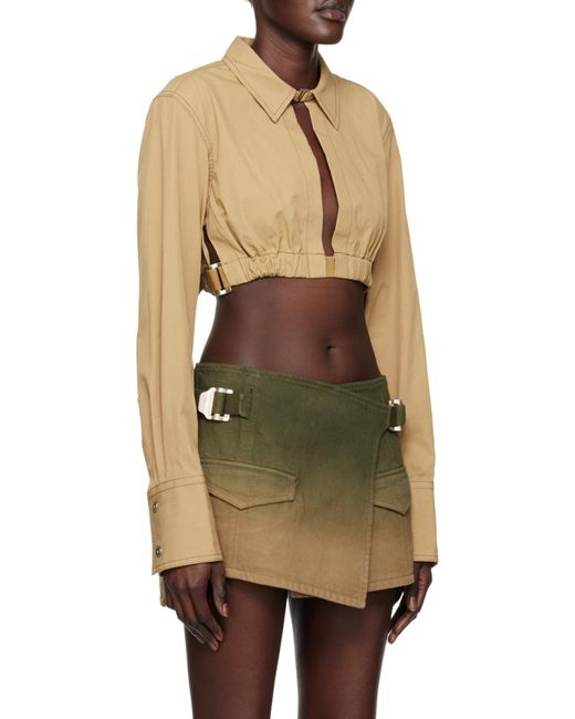 Dion Lee Green Cropped Elasticated Shirt