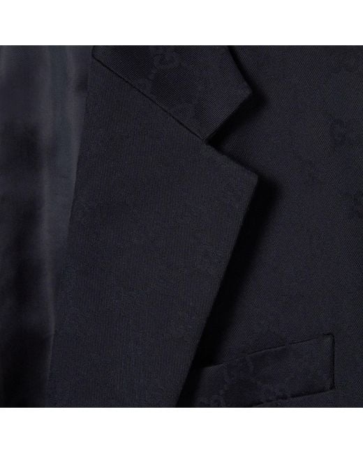 Gucci Blue Gg Cotton Gabardine Jacquard Jacket for men
