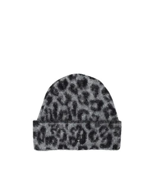 Anine Bing Gray Leopard Printed Beanie