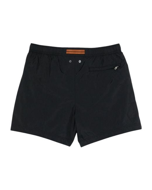 Zegna Black Elastic-Waist Swim Trunks for men