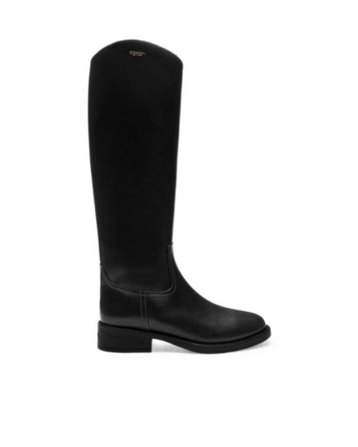 COACH Black Zip Leather Boots