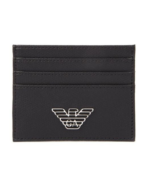 Emporio Armani Black Logo-Plaque Wallet Set for men