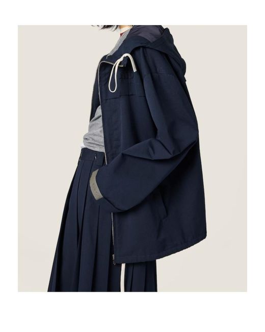 Miu Miu Blue Drawstring Parka Coat