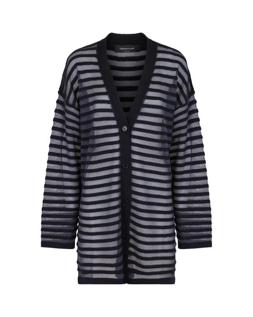 Fabiana Filippi Blue Knitted V-Neck Cardigan