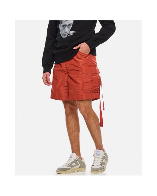 Sacai Red Belt-Loop Shorts for men