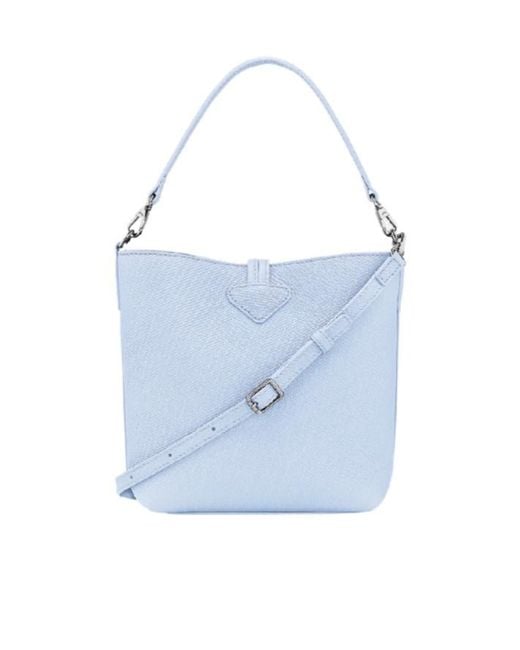 Longchamp Blue Mini Le Roseau Leather Shoulder Bag