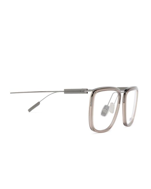 Zegna White Square Frame Glasses for men