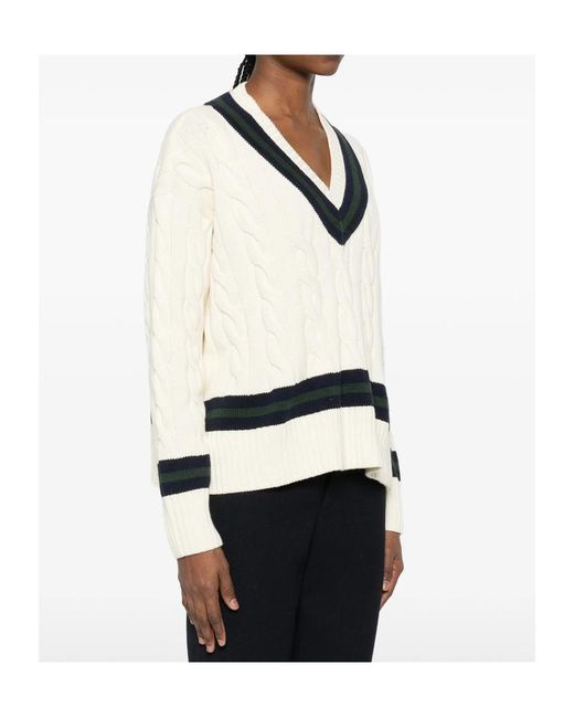 Sporty & Rich Black V-Neck Striped Knitwear