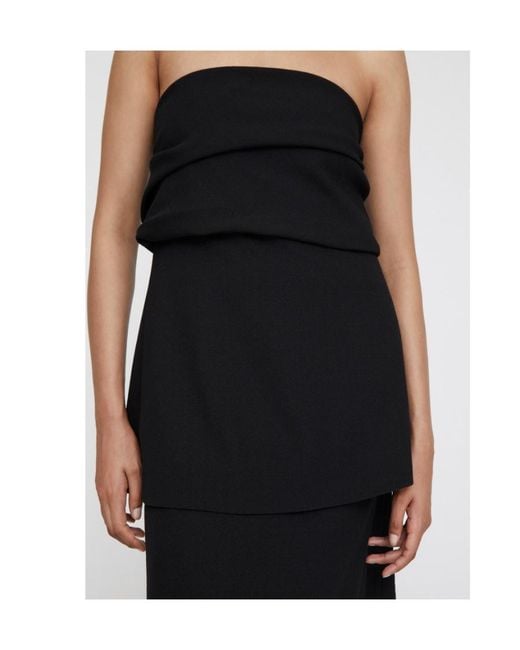 Totême  Black Totême Logo Printed Crepe Tube Top