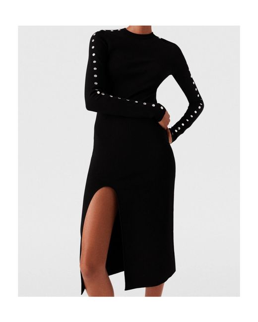 Stella McCartney Black Slit Detailed Long-Sleeve Dress