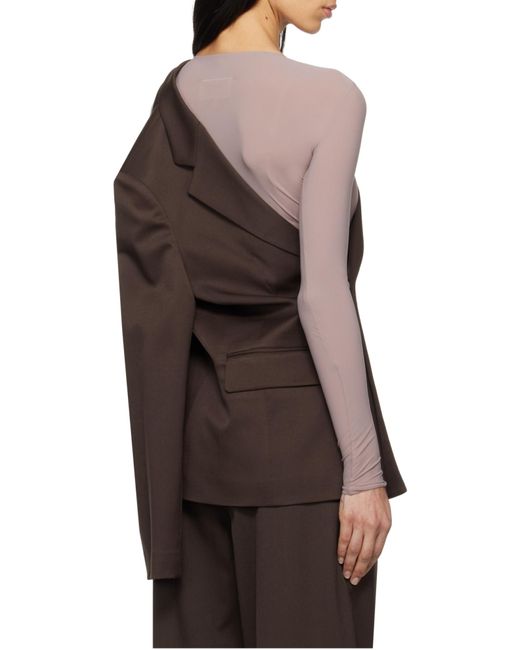 MM6 by Maison Margiela Brown Cut-Out Detailed Buttoned Blazer