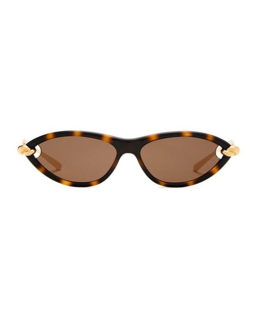 Bottega Veneta White Narrow Cat-Eye Sunglasses