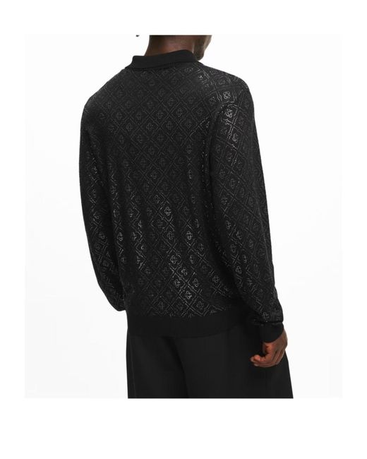 Casablanca Black Long-Sleeved Polo Shirt for men