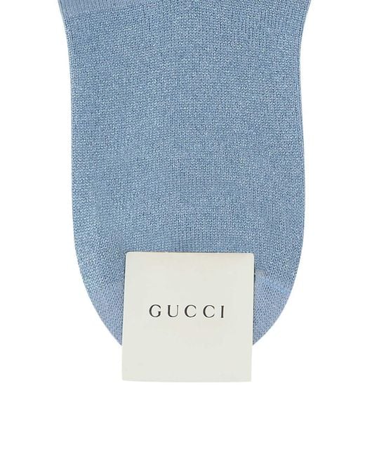 Gucci Blue Intarsia-Knit Logo Ankle Socks
