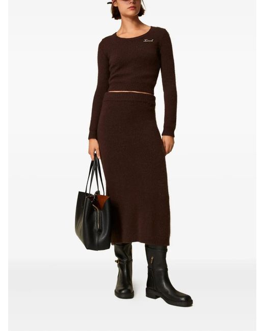 Twinset Purple Knit Midi Skirt